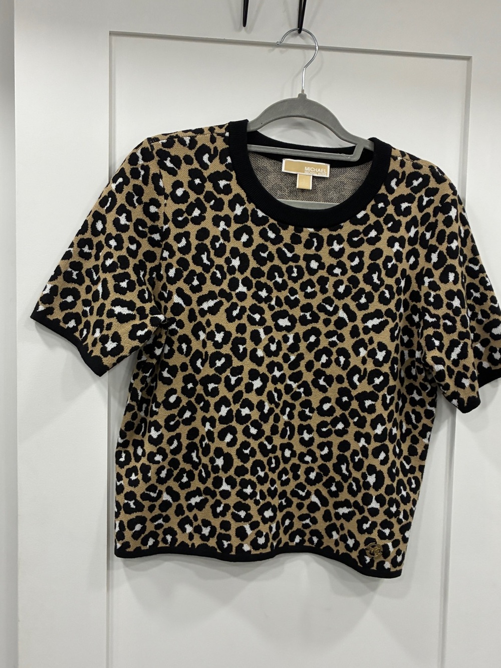 Michael Michael Kors Leopard Print Knit Top Size Large